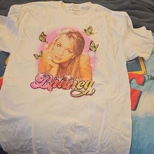 Britney Spears White Shirt W/ Butterflies Size S/M